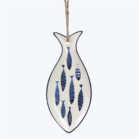 Youngs Ceramic Fish-Shaped Serving Plate, Blue 61589